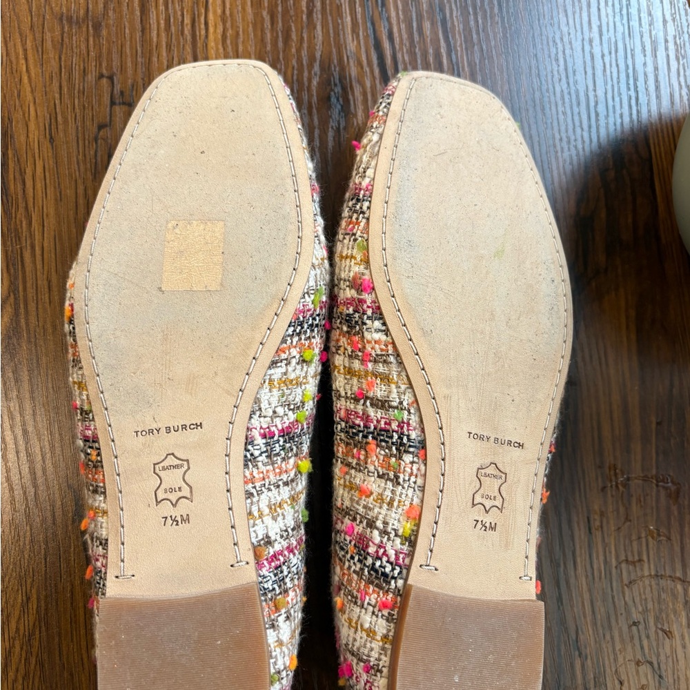 Tory Burch Colorful Tweed Flats with Gold Accent - Picture 8 of 12